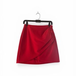 NWT Alice + Olivia Ruby Red Draped Wrap Skirt  Size 6 MSRP $225